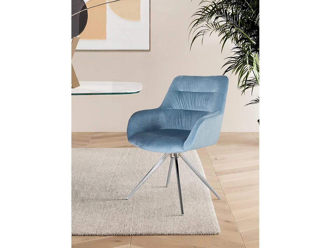 Ensemble de 2 fauteuils tapissés de velours bleu