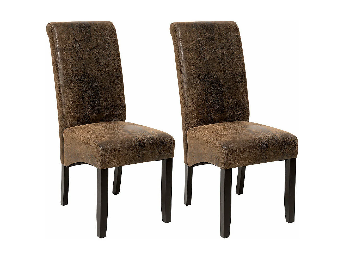 Lot de 2 chaises de salle à manger salon cuisine design aspect cuir marron foncé 1908012