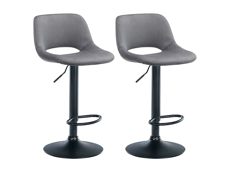Lot de 2  Tabouret de bar - Velours - Gris foncé - Camden