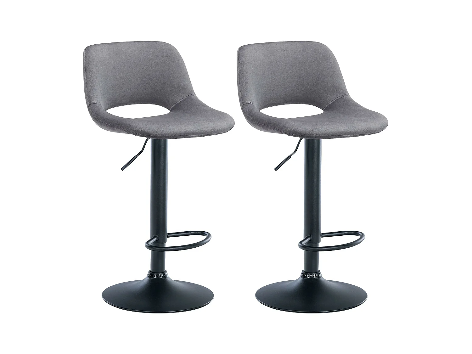 Lot de 2  Tabouret de bar - Velours - Gris foncé - Camden