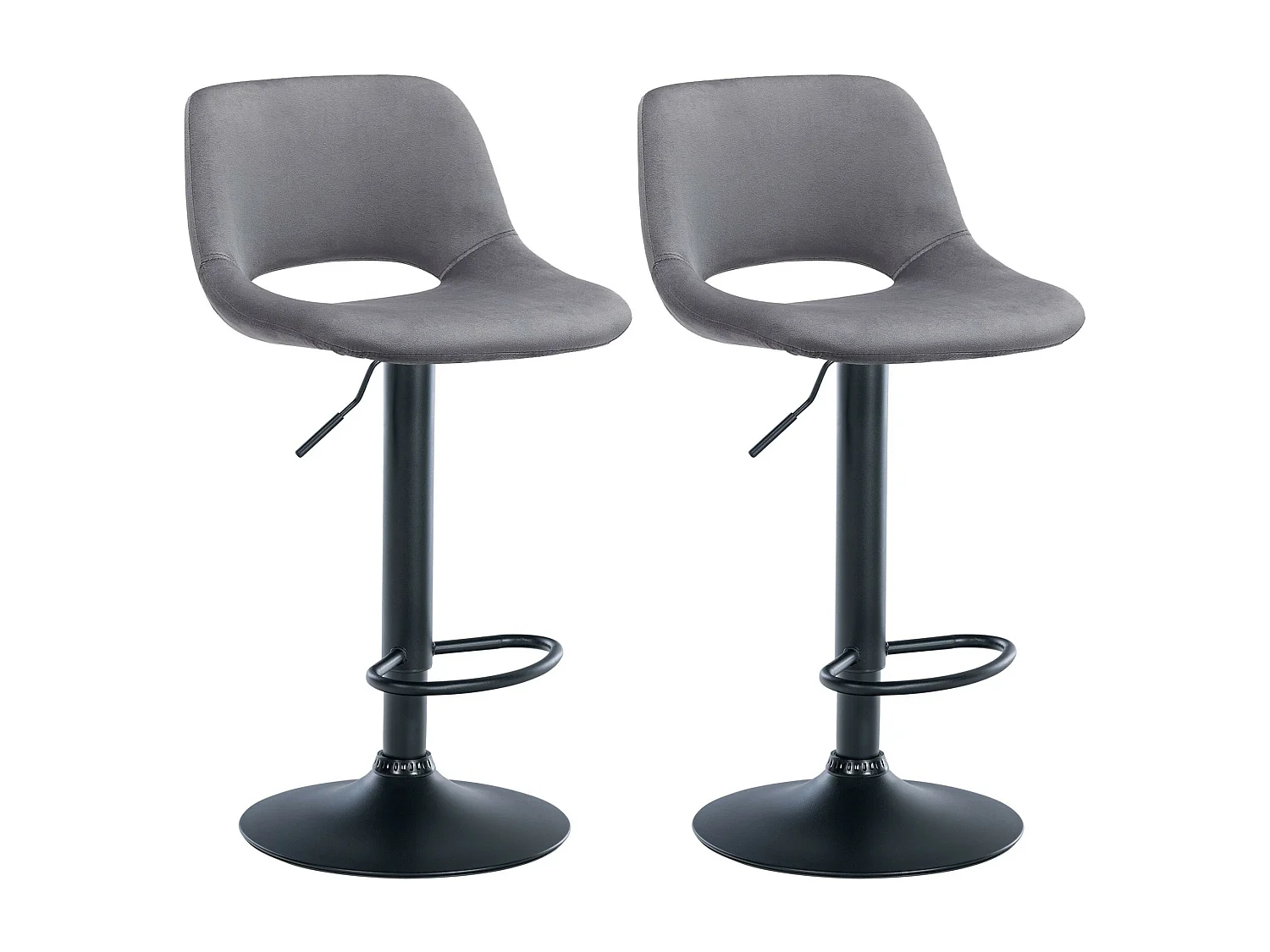 Lot de 2  Tabouret de bar - Velours - Gris foncé - Camden