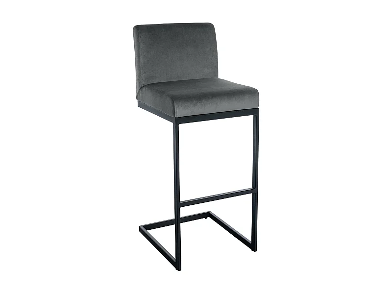 Tabouret de bar - Velours - Gris foncé - Hopewell