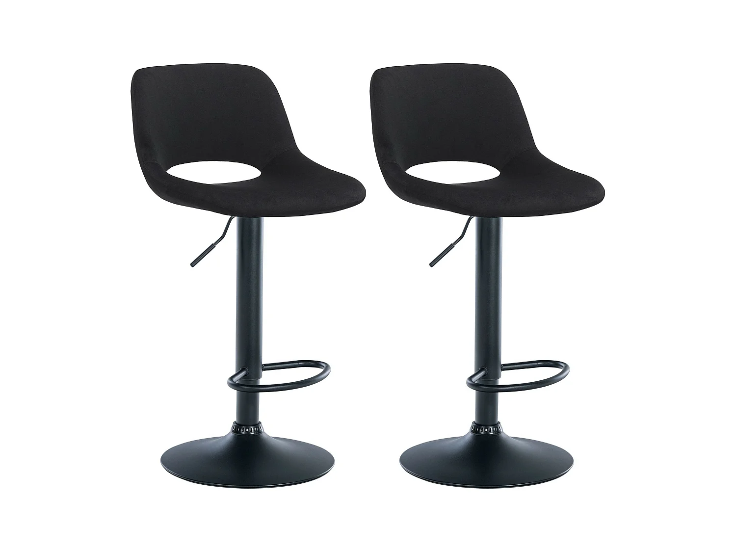 Lot de 2  Tabouret de bar - Velours - Noir - Camden