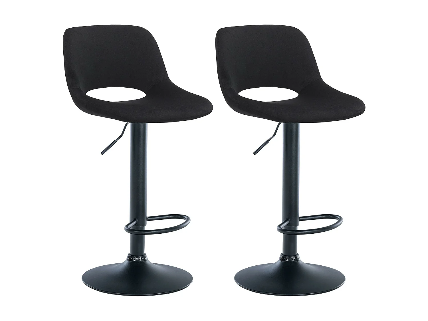 Lot de 2  Tabouret de bar - Velours - Noir - Camden