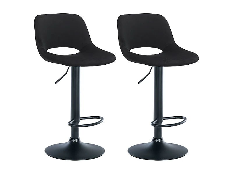 Lot de 2  Tabouret de bar - Velours - Noir - Camden