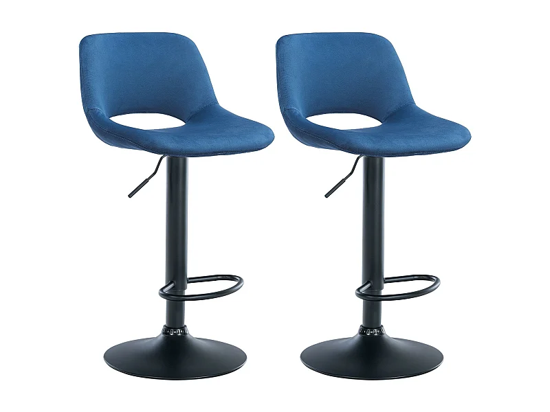 Lot de 2  Tabouret de bar - Velours - Bleu - Camden