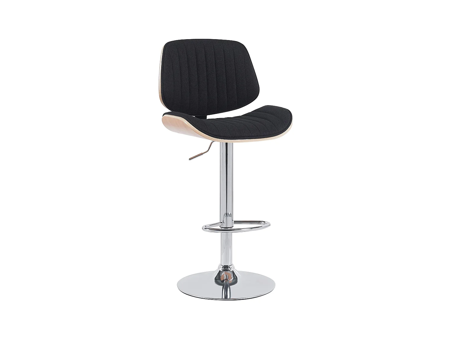 Tabouret de bar - Tissu & Chrome - Nature / Noir - Clawson
