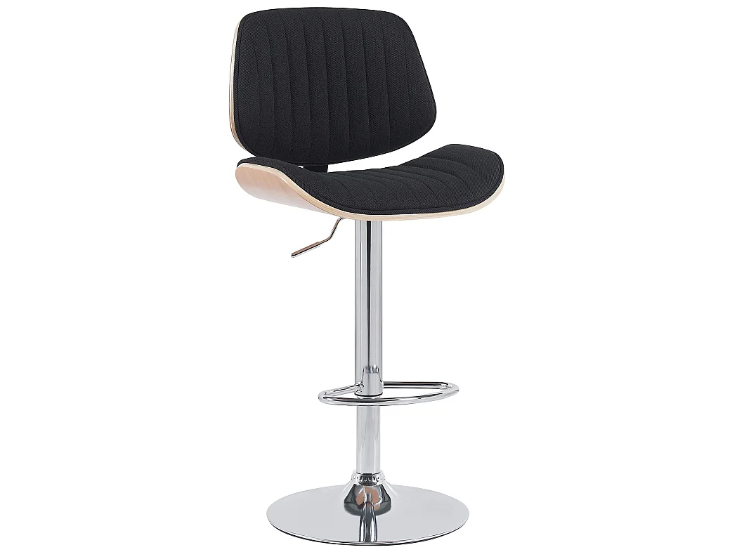 Tabouret de bar - Tissu & Chrome - Nature / Noir - Clawson