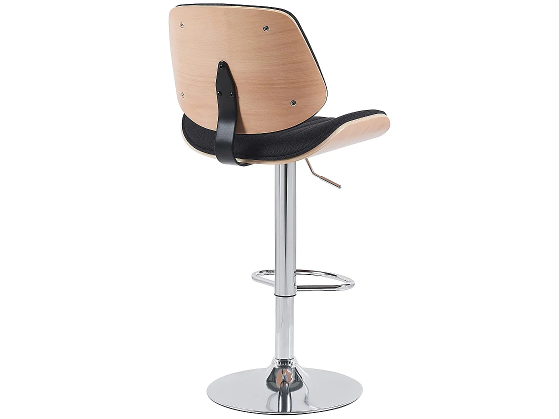 Tabouret de bar - Tissu & Chrome - Nature / Noir - Clawson