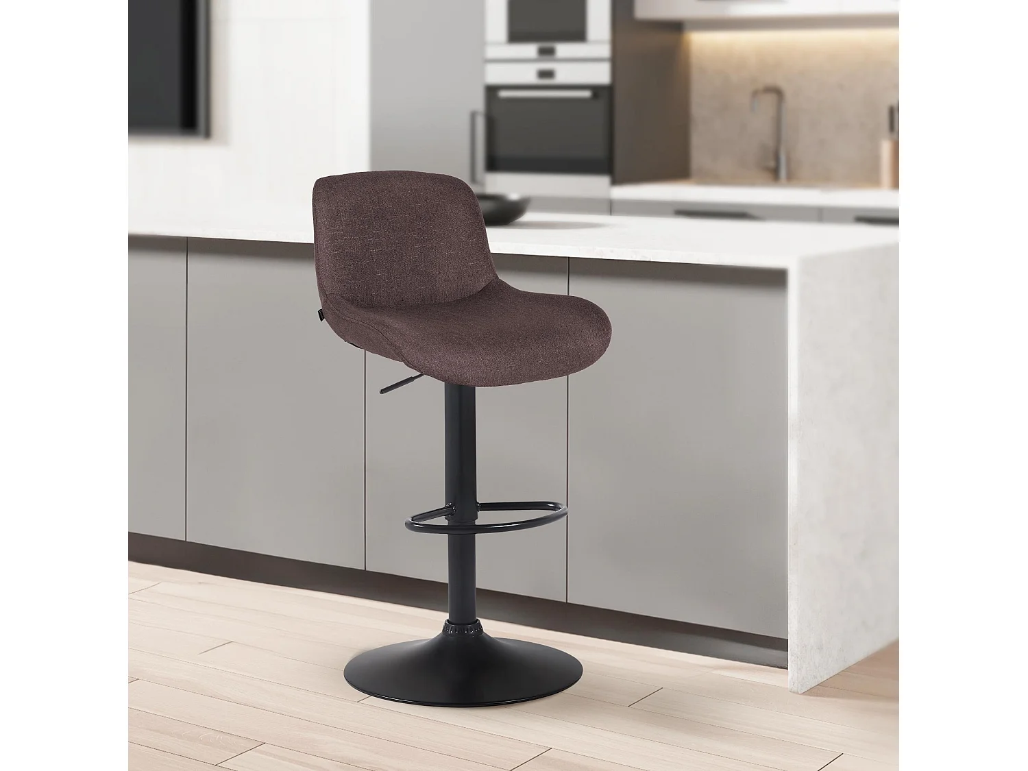 Tabouret de bar - Tissu - Marron foncé - Solon