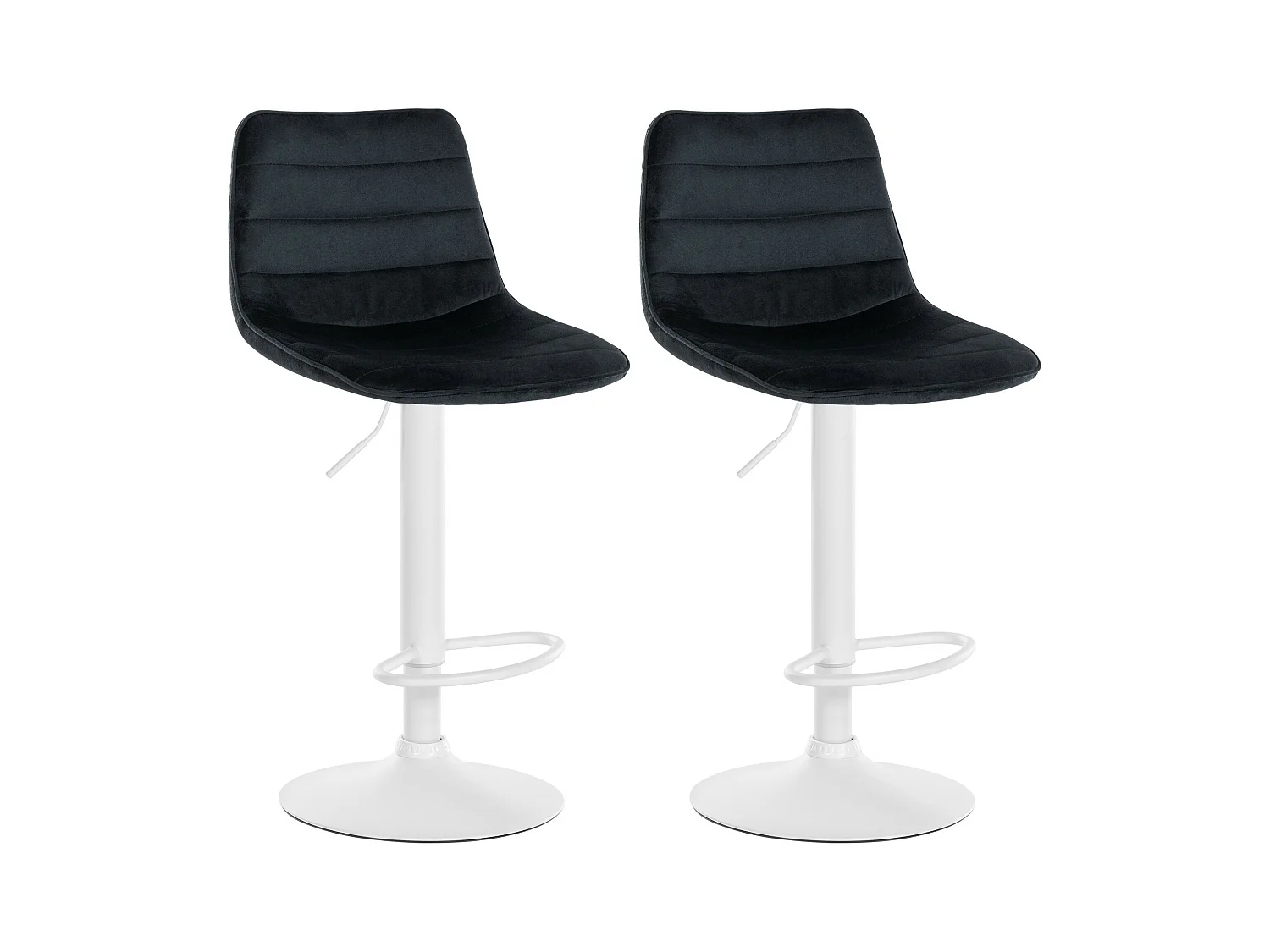 Lot de 2  Tabouret de bar - Velours & Blanc - Noir - Lex