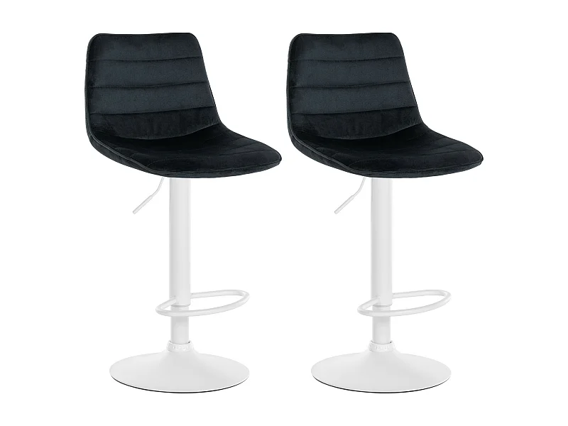 Lot de 2  Tabouret de bar - Velours & Blanc - Noir - Lex