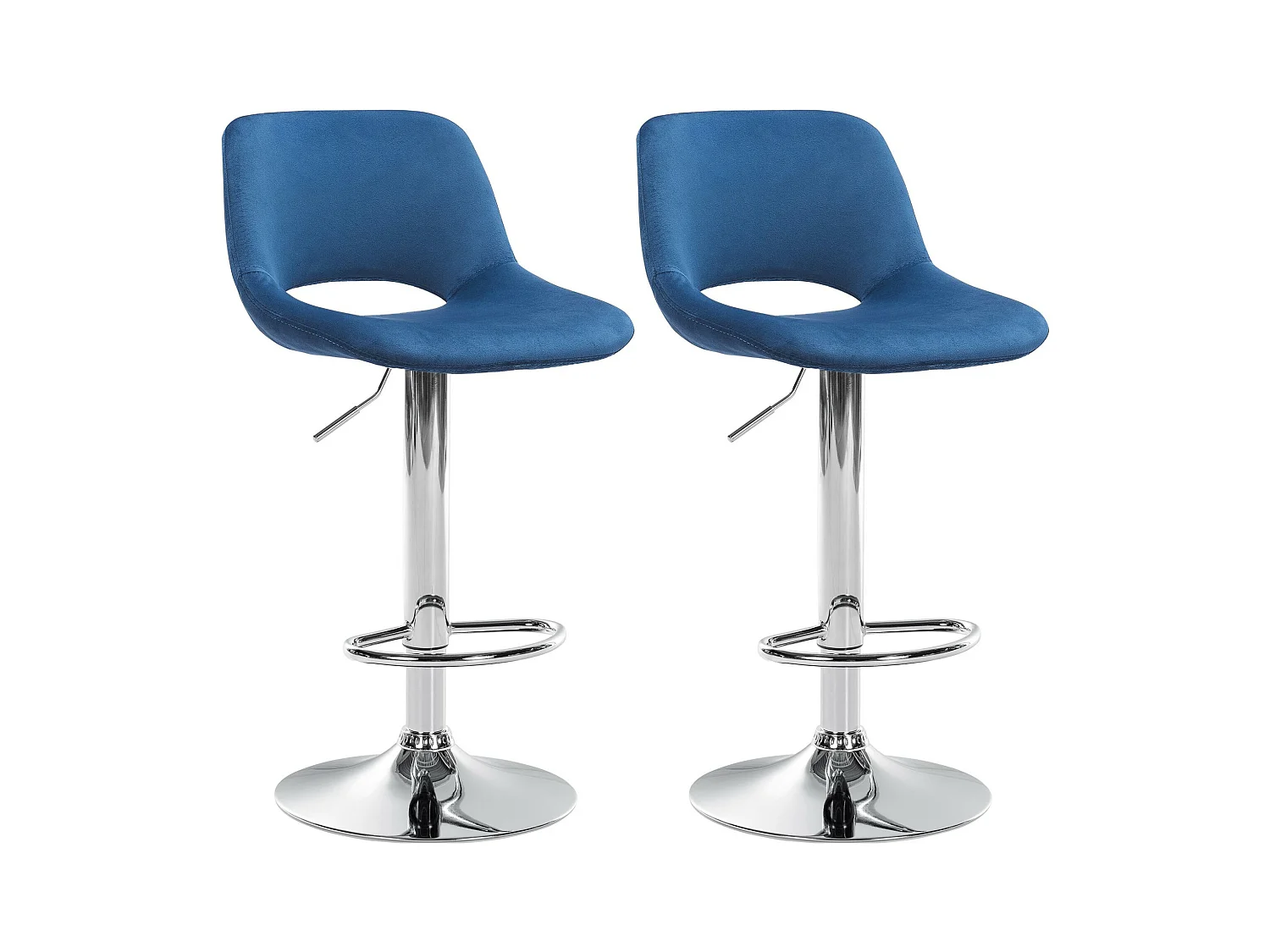 Lot de 2  Tabouret de bar - Velours - Bleu - Camden