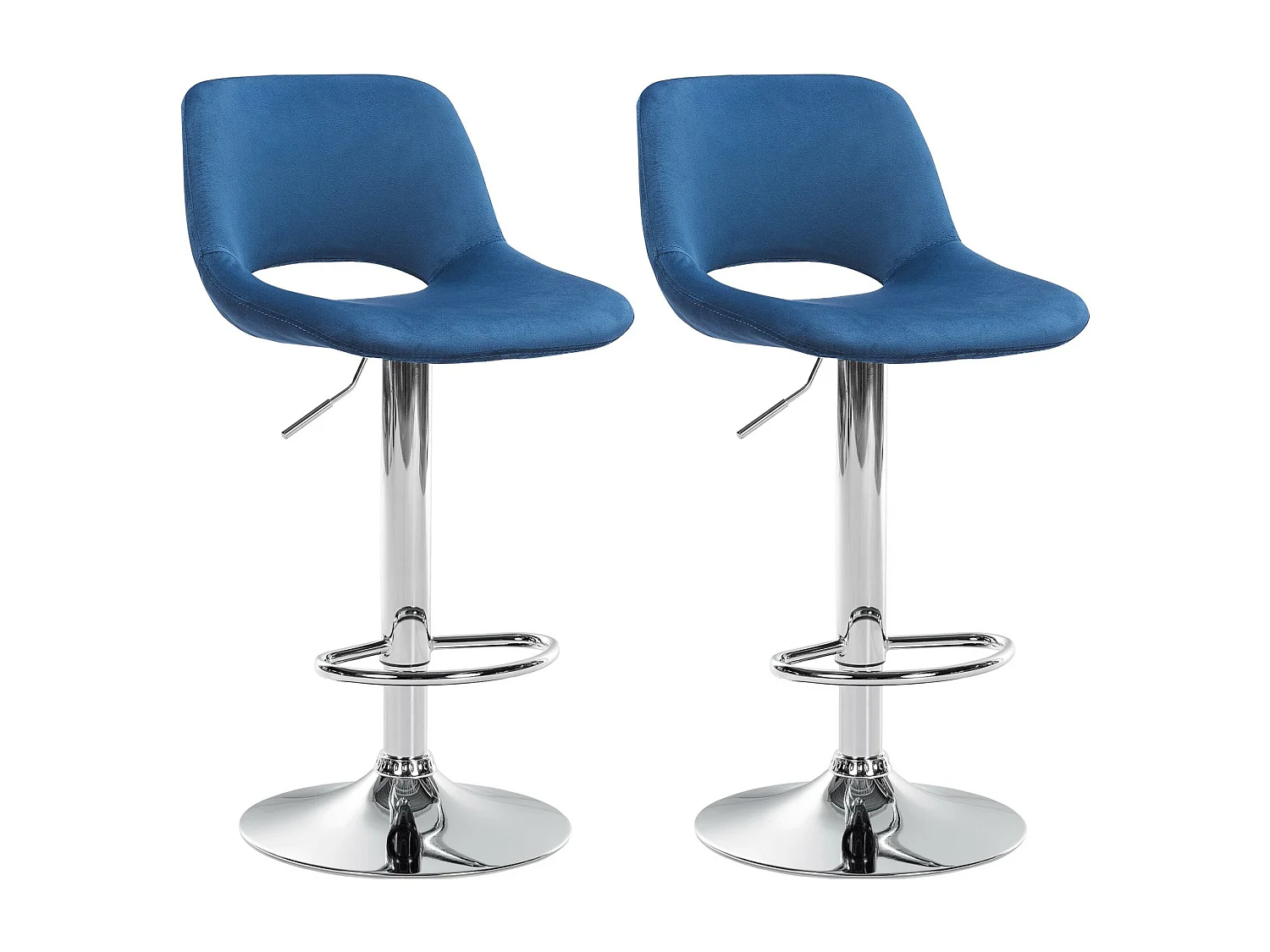 Lot de 2  Tabouret de bar - Velours - Bleu - Camden