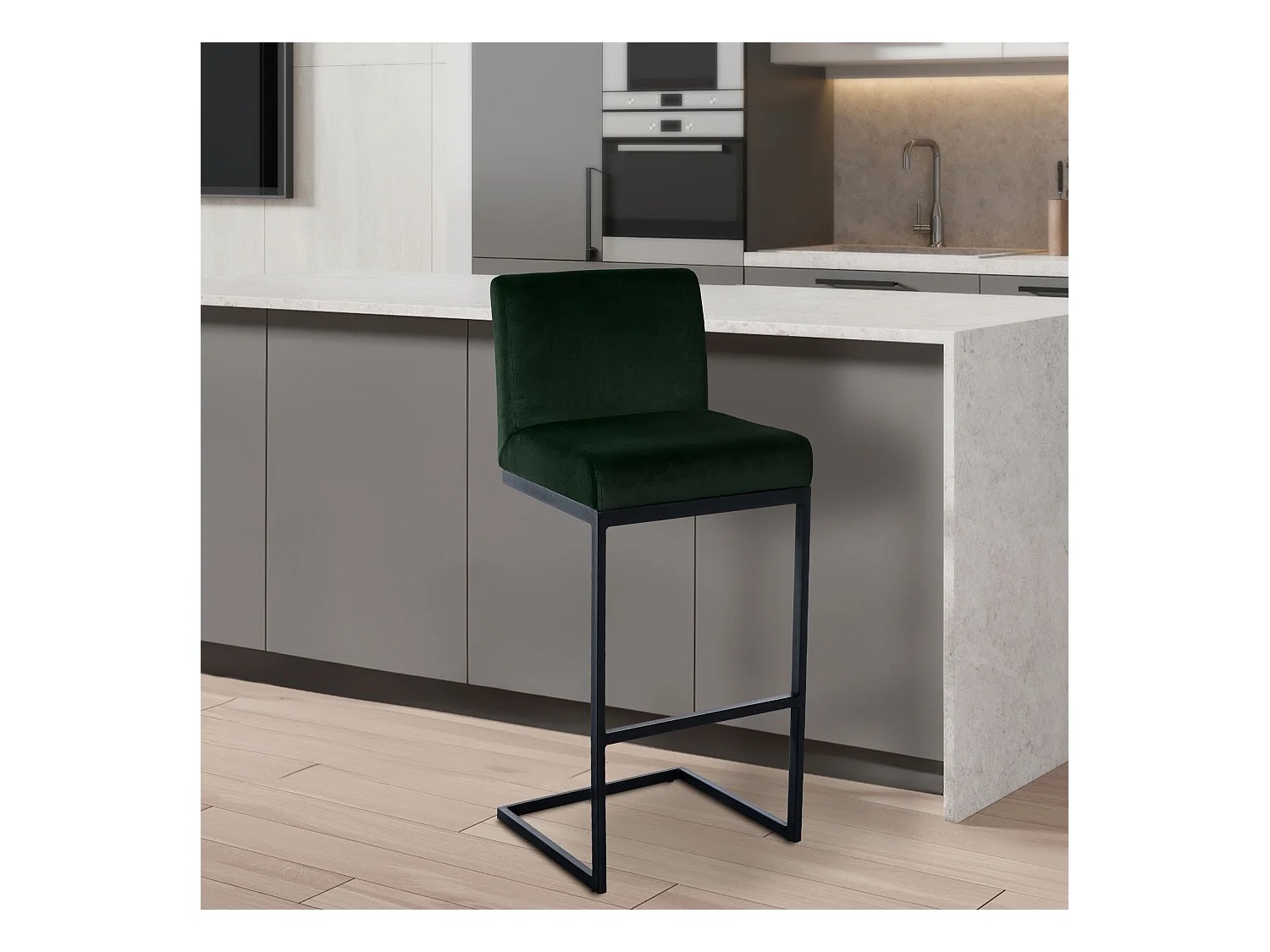 Tabouret de bar - Velours - Vert - Hopewell