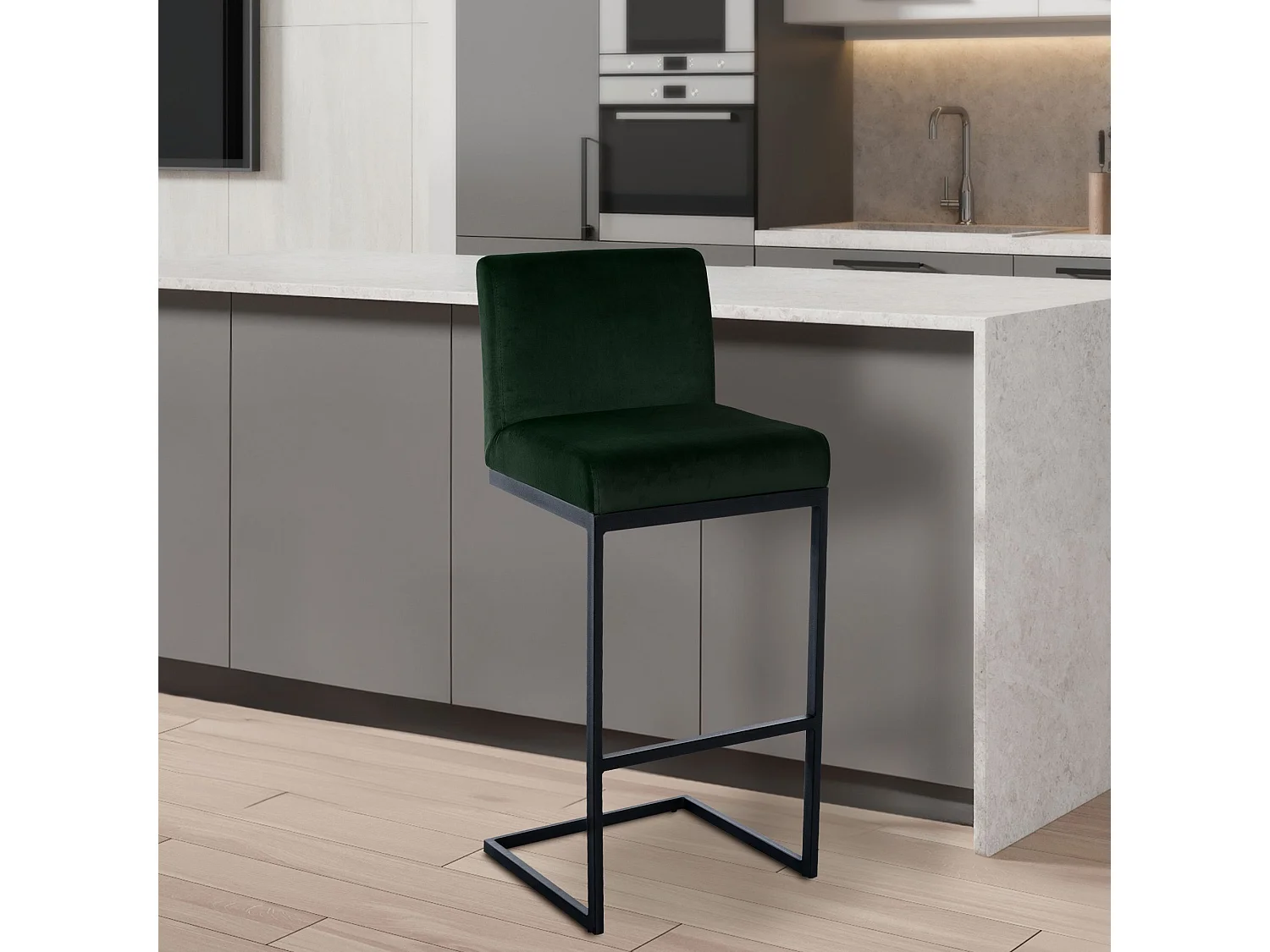 Tabouret de bar - Velours - Vert - Hopewell