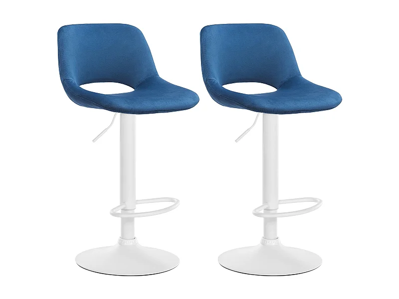 Lot de 2  Tabouret de bar - Velours - Bleu - Camden