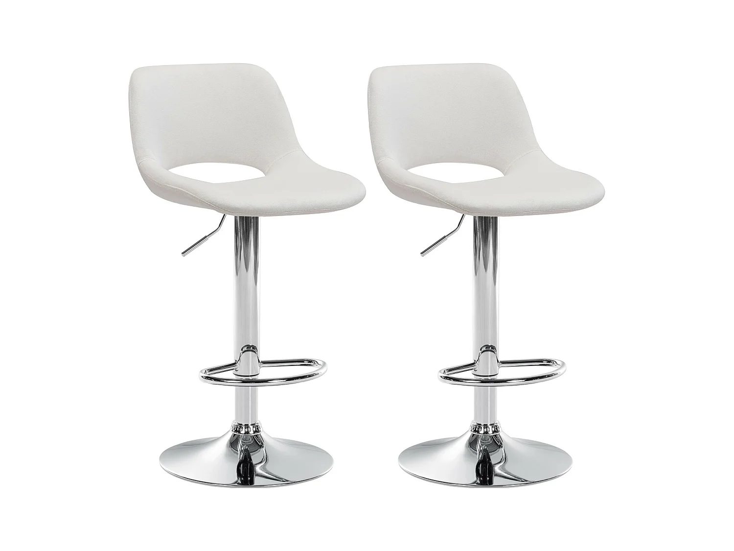 Lot de 2  Tabouret de bar - Velours - Crème - Camden