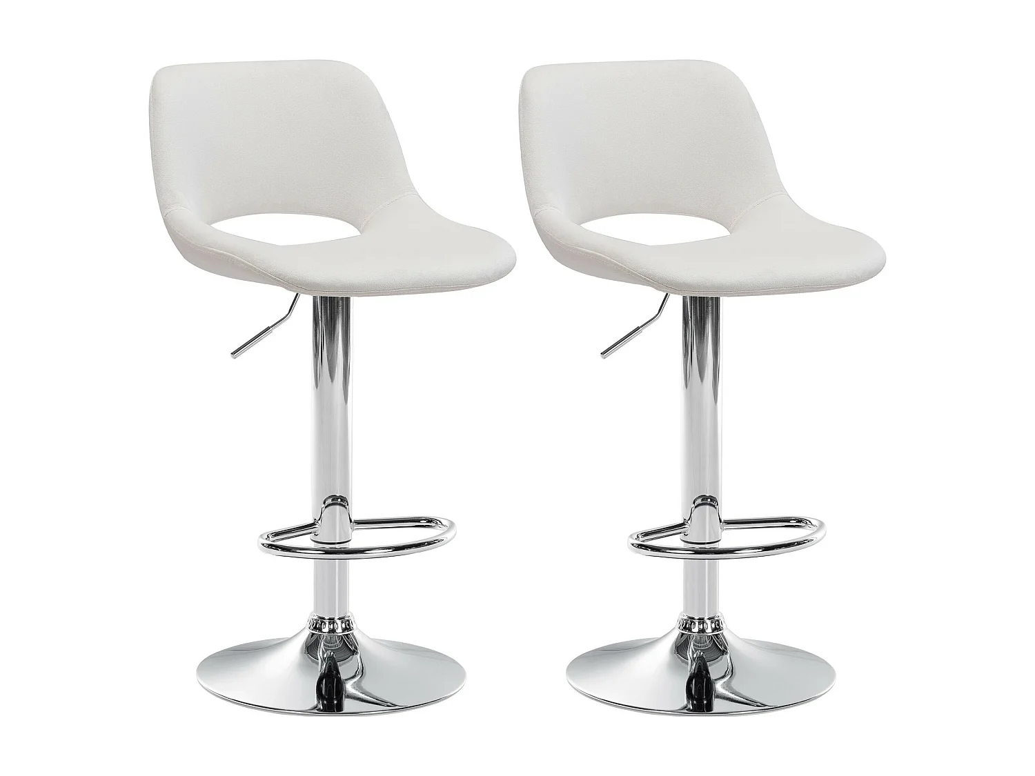 Lot de 2  Tabouret de bar - Velours - Crème - Camden