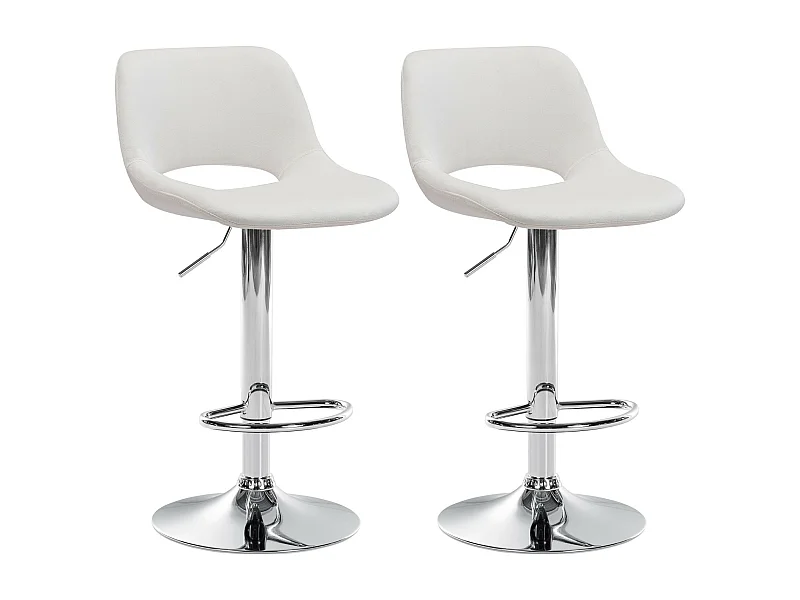 Lot de 2  Tabouret de bar - Velours - Crème - Camden