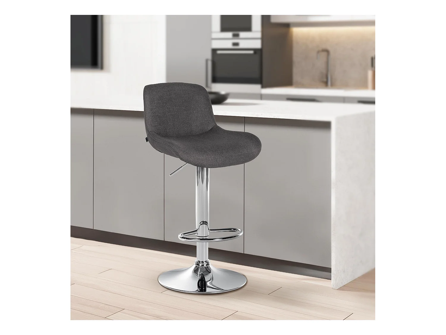 Tabouret de bar - Tissu - Gris foncé - Solon