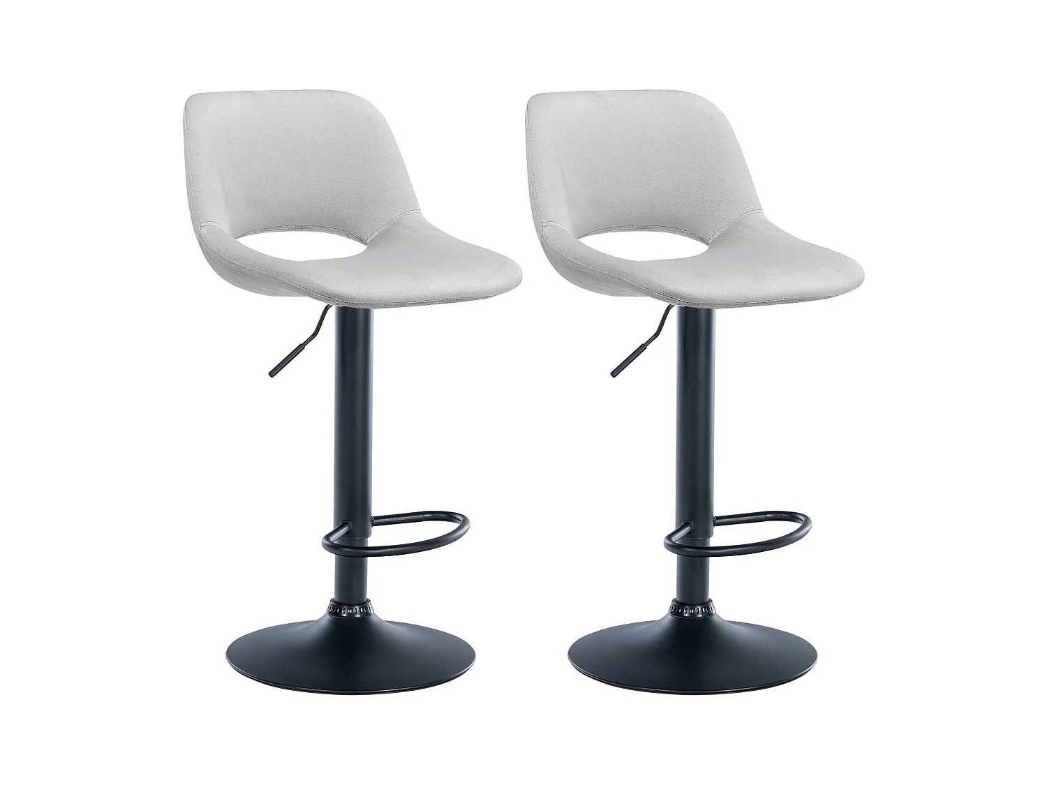 Lot de 2  Tabouret de bar - Velours - Gris clair - Camden