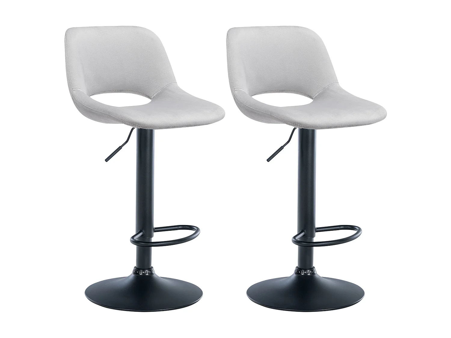 Lot de 2  Tabouret de bar - Velours - Gris clair - Camden