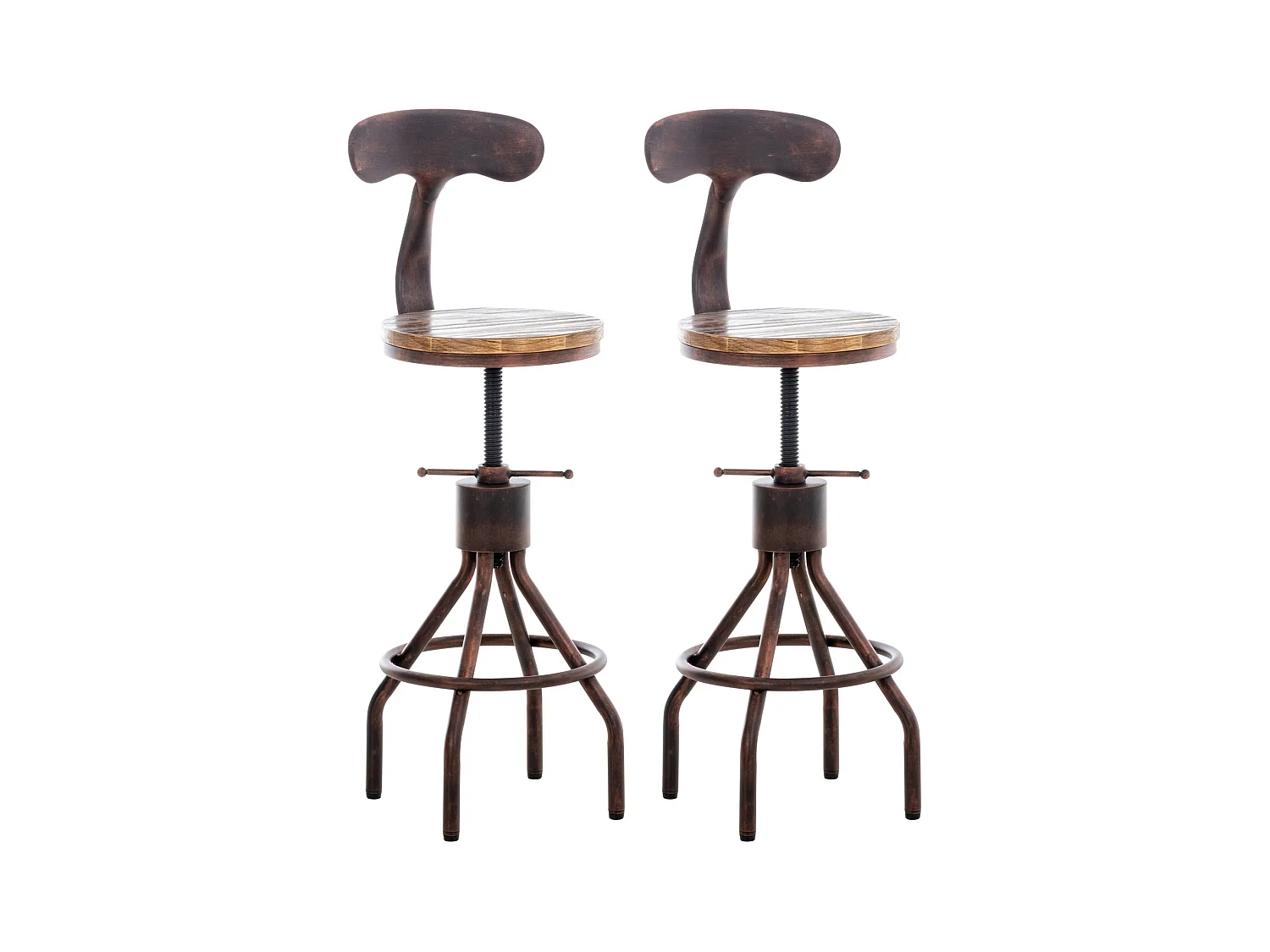 Lot de 2  Tabouret de bar - Bois - Bronze - Hanam