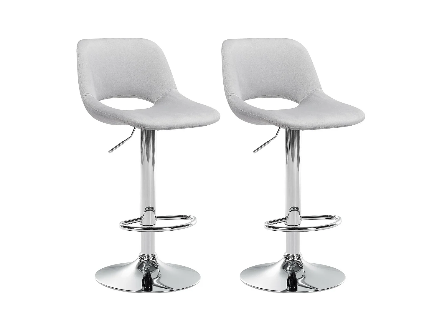 Lot de 2  Tabouret de bar - Velours - Gris clair - Camden
