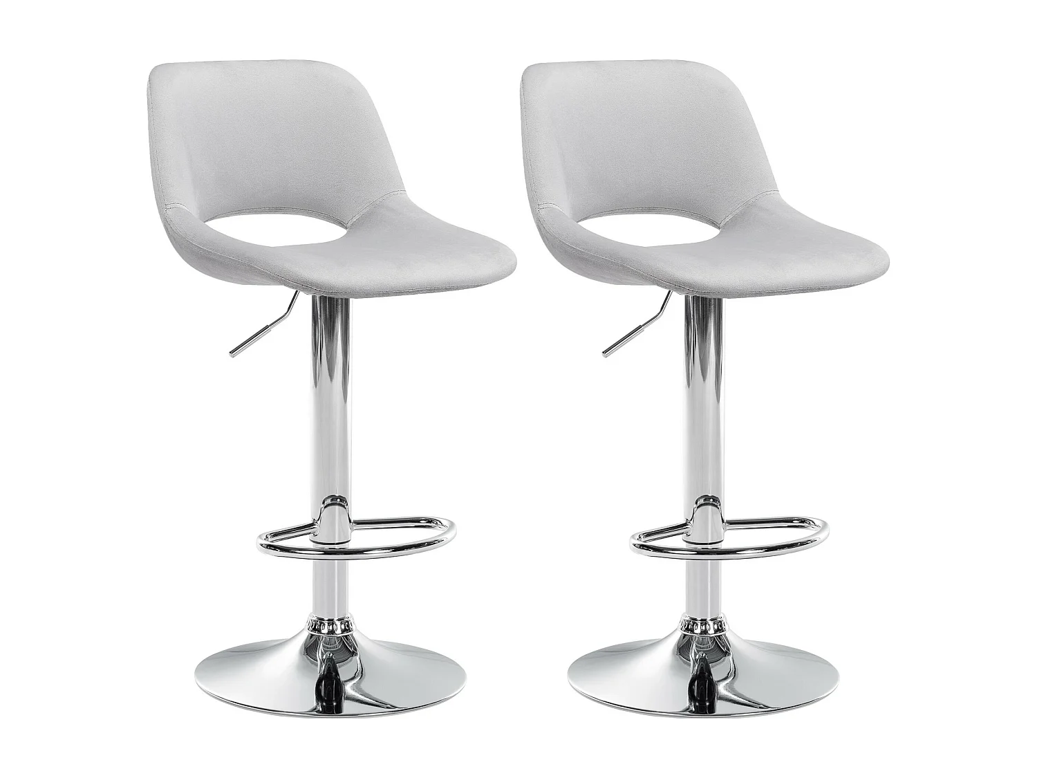 Lot de 2  Tabouret de bar - Velours - Gris clair - Camden