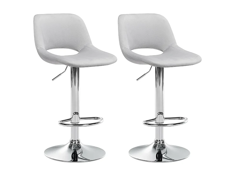 Lot de 2  Tabouret de bar - Velours - Gris clair - Camden