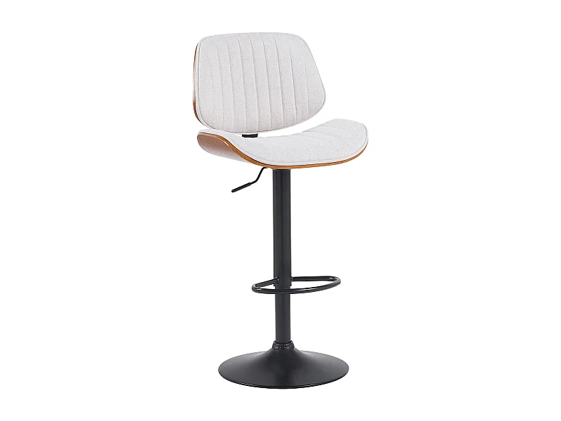 Tabouret de bar - Tissu & Noir - Noyer / Crème - Clawson