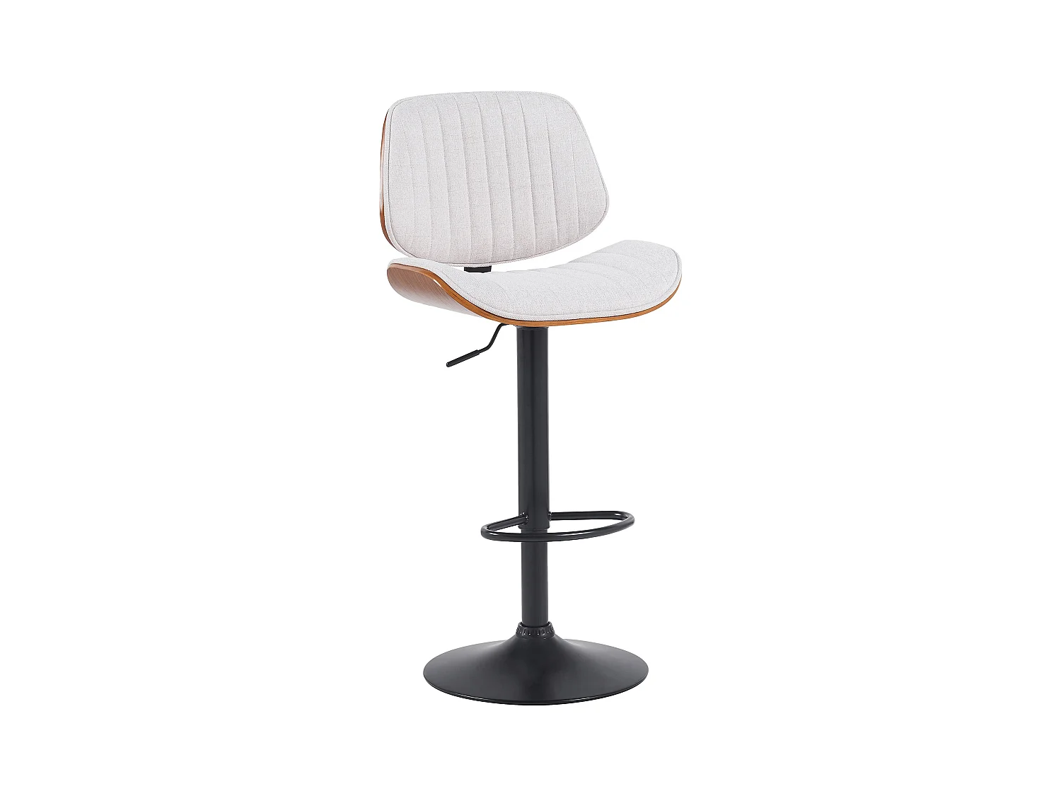 Tabouret de bar - Tissu & Noir - Noyer / Crème - Clawson