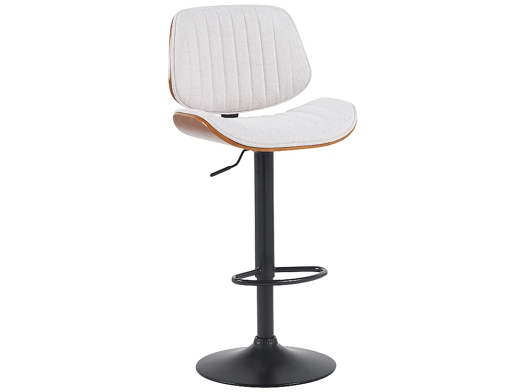 Tabouret de bar - Tissu & Noir - Noyer / Crème - Clawson