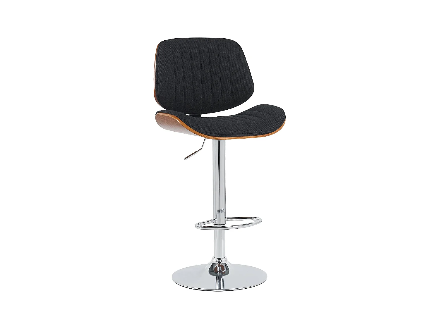 Tabouret de bar - Tissu & Chrome - Noyer / Noir - Clawson