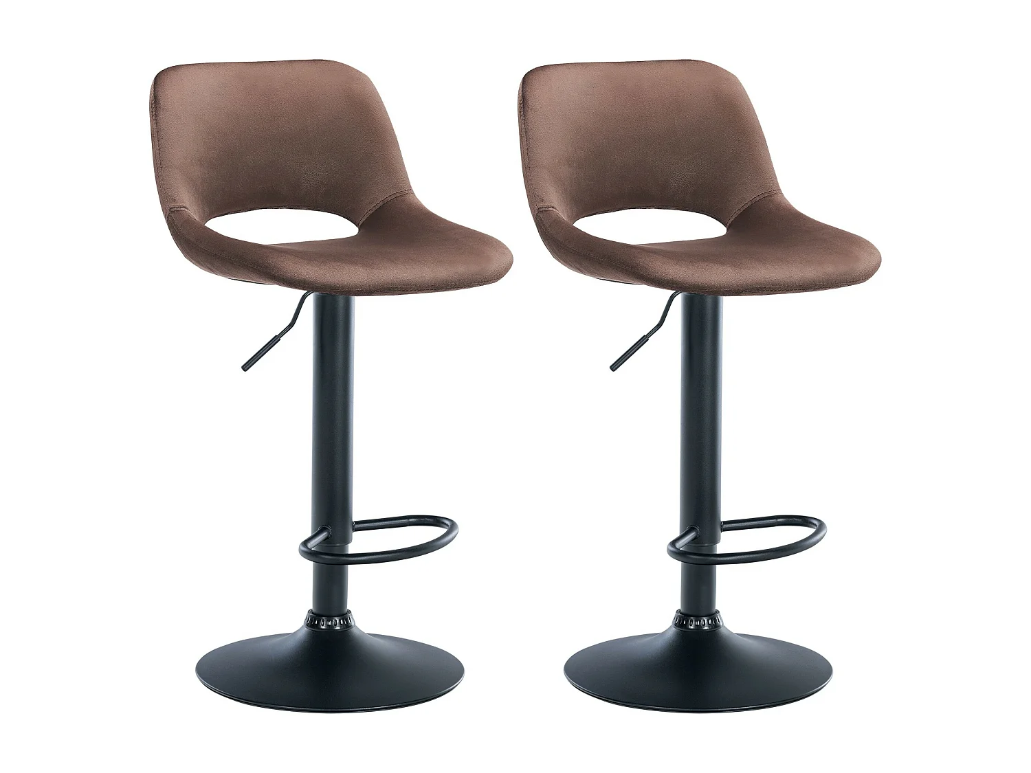 Lot de 2  Tabouret de bar - Velours - Marron - Camden