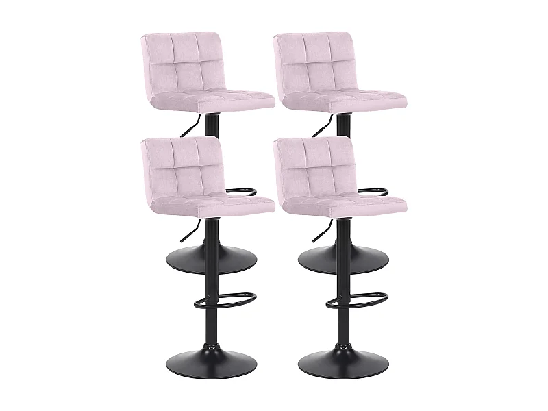 Lot de 4  Tabouret de bar - Velours - Rose - Feni