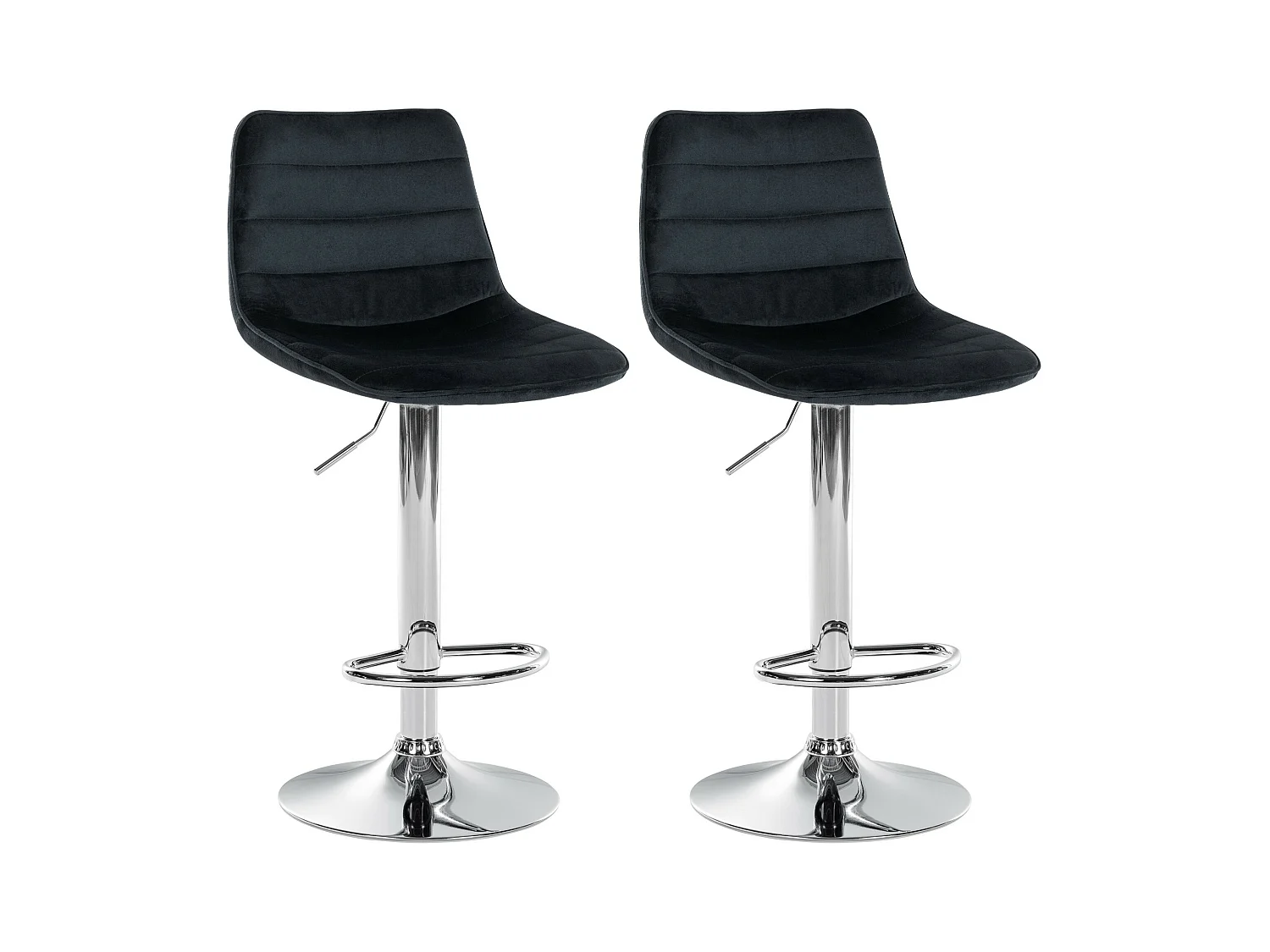 Lot de 2  Tabouret de bar - Velours & Chrome - Noir - Lex