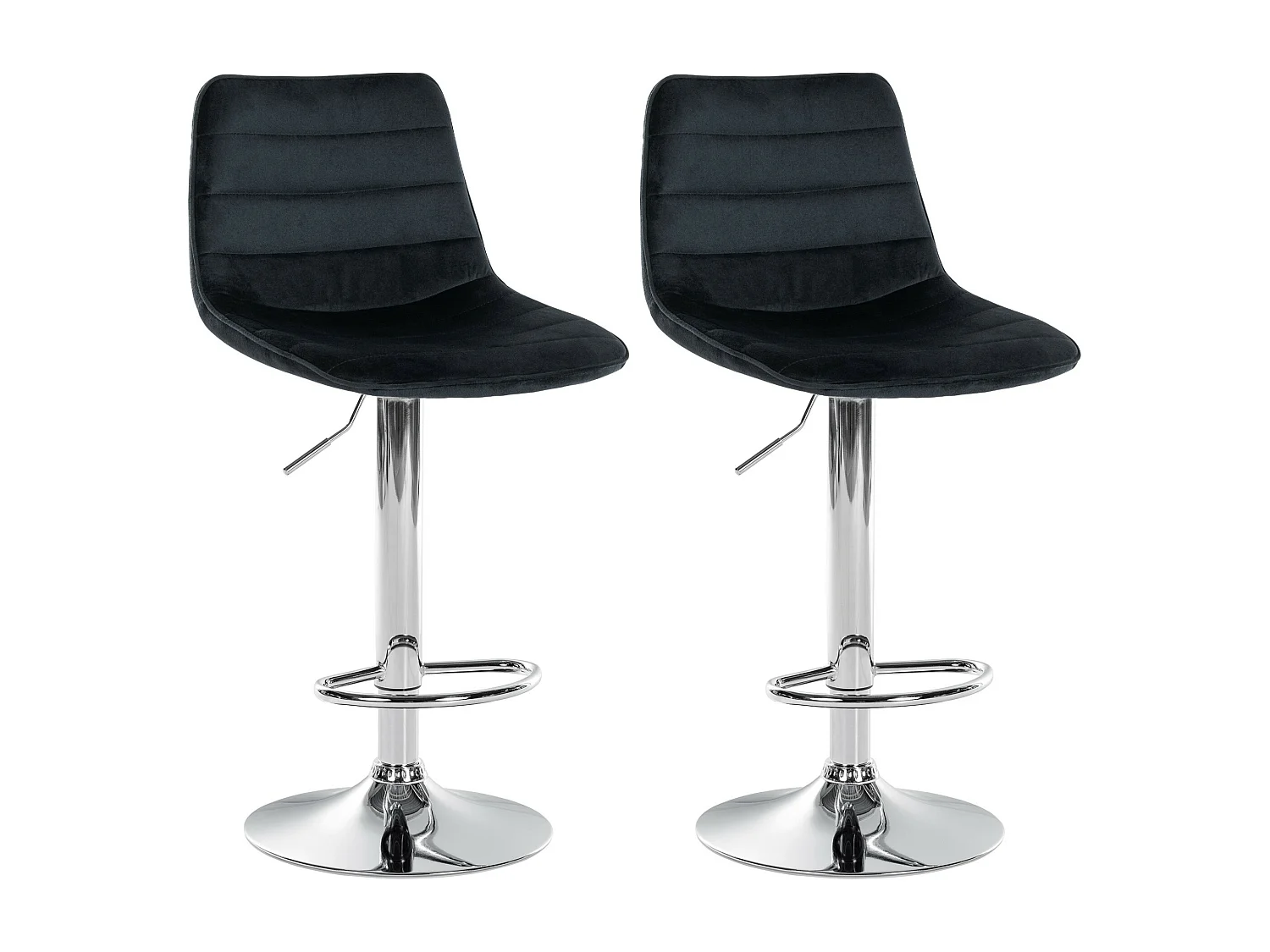Lot de 2  Tabouret de bar - Velours & Chrome - Noir - Lex