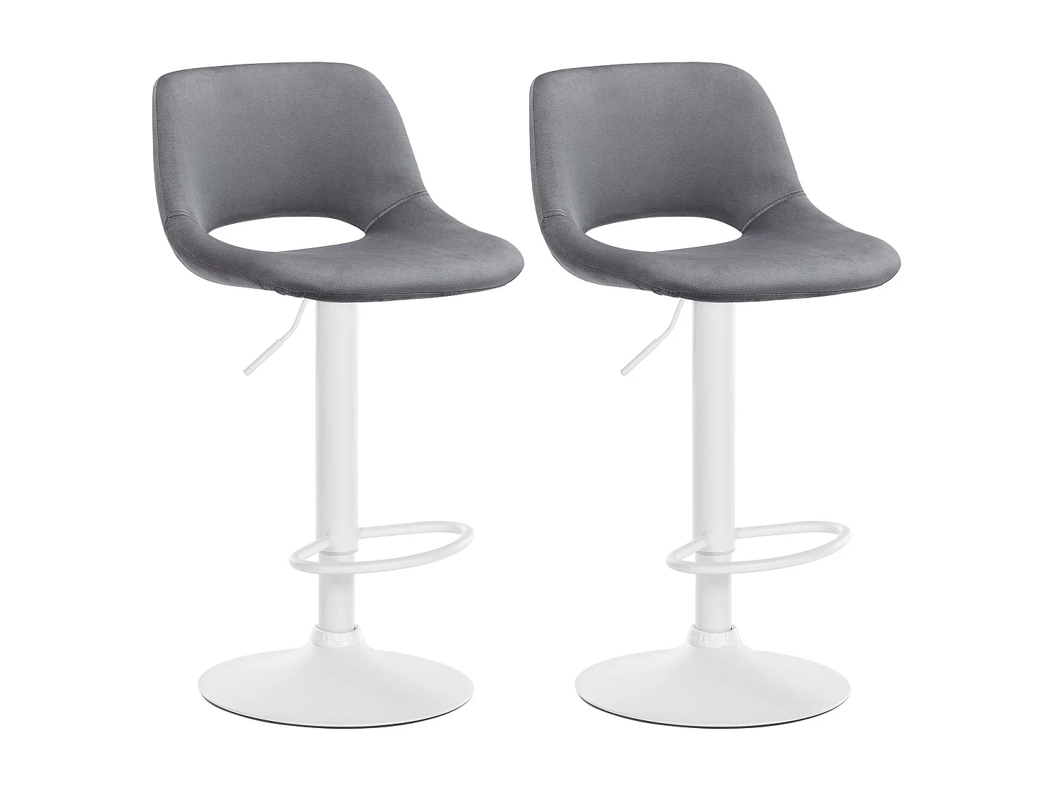 Lot de 2  Tabouret de bar - Velours - Gris foncé - Camden