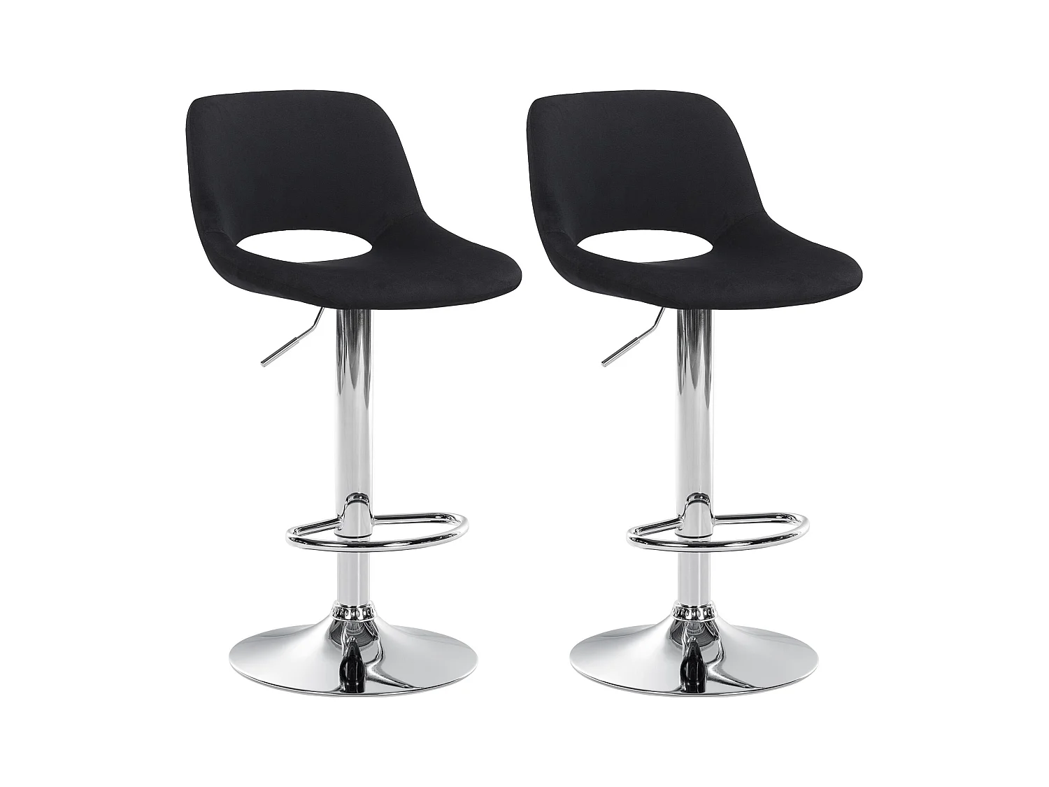 Lot de 2  Tabouret de bar - Velours - Noir - Camden