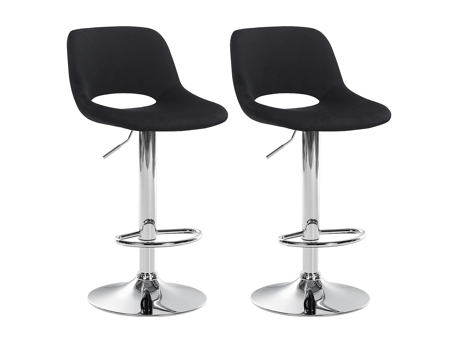 Lot de 2  Tabouret de bar - Velours - Noir - Camden