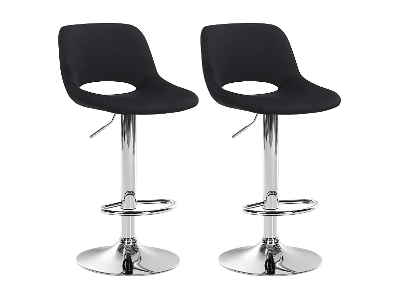 Lot de 2  Tabouret de bar - Velours - Noir - Camden
