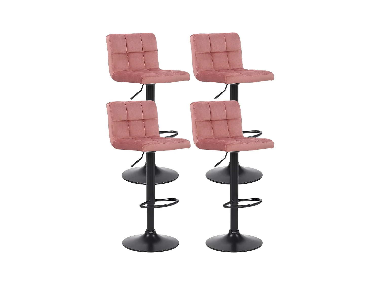 Lot de 4  Tabouret de bar - Velours - Rose - Feni