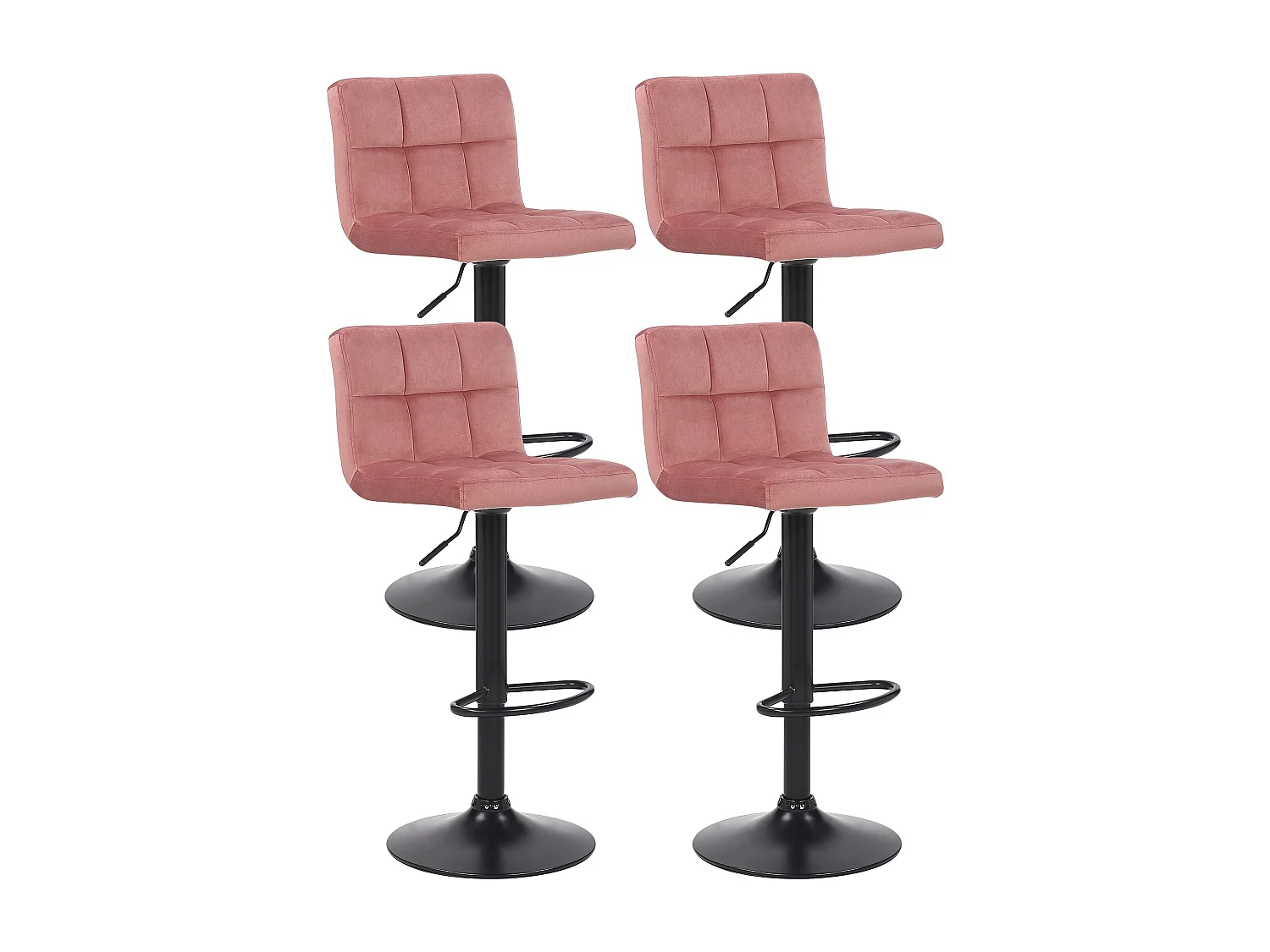 Lot de 4  Tabouret de bar - Velours - Rose - Feni