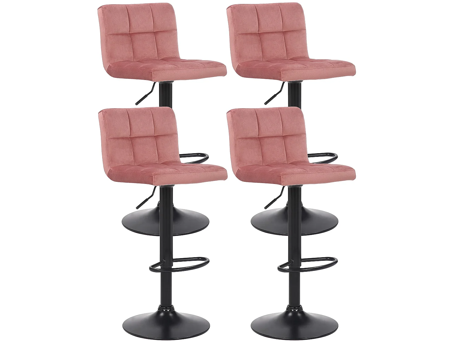 Lot de 4  Tabouret de bar - Velours - Rose - Feni