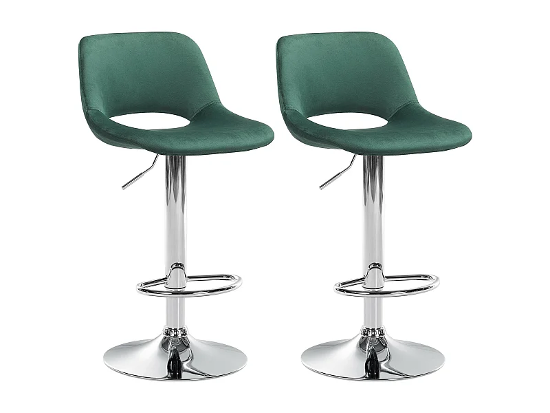 Lot de 2  Tabouret de bar - Velours - Vert - Camden