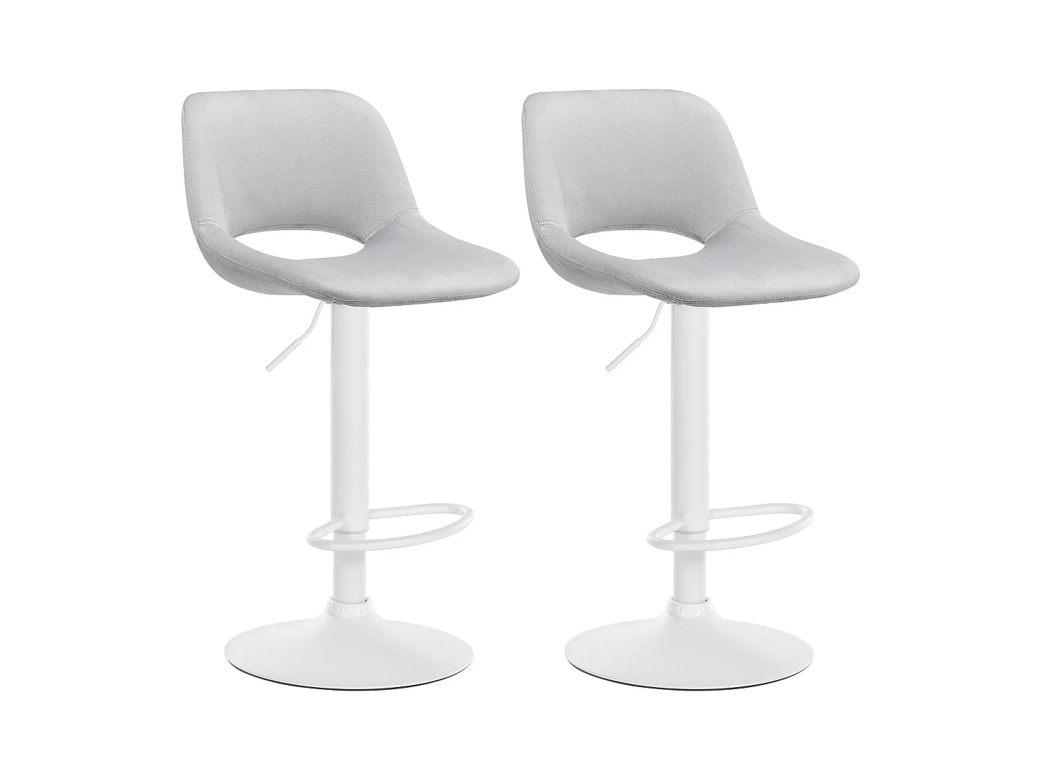 Lot de 2  Tabouret de bar - Velours - Gris clair - Camden