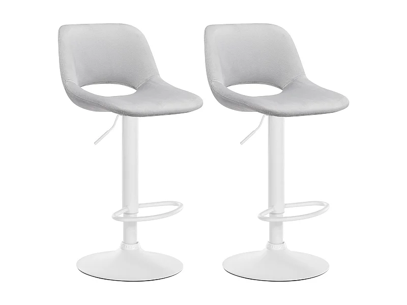 Lot de 2  Tabouret de bar - Velours - Gris clair - Camden
