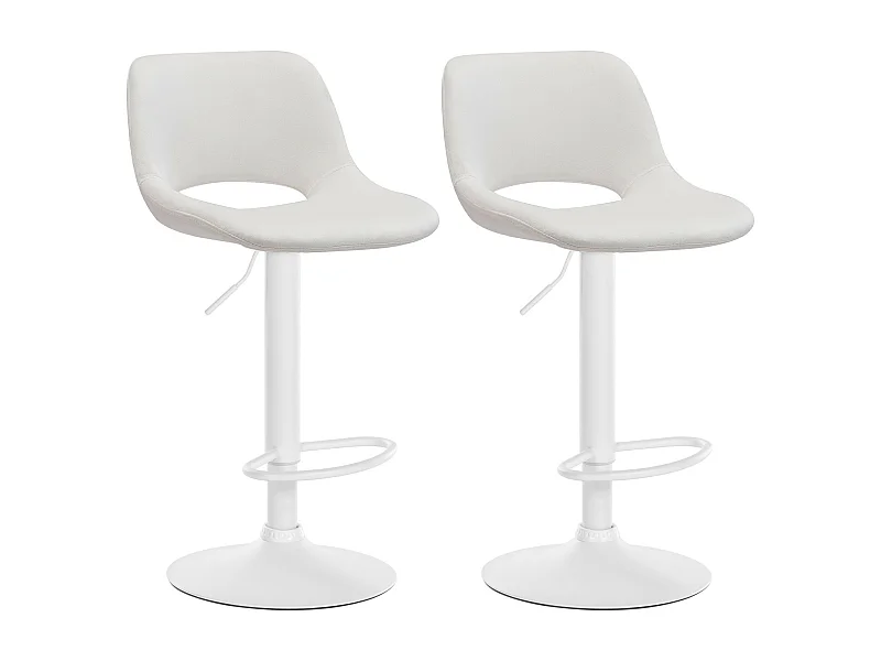 Lot de 2  Tabouret de bar - Velours - Crème - Camden
